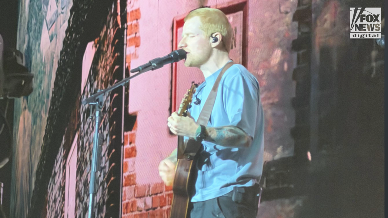 Ed Sheeran addresses the Philadelphia audience about the Gaza issue before his concert