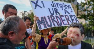 Hundreds Demonstrate Against Chinese Communism Near White House During State Dinner for Xi