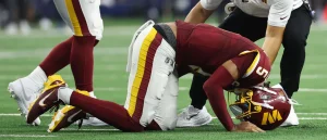 Jayden Daniels of the Commanders Dislocates Elbow, Hitting Fantasy Football Teams Hard
