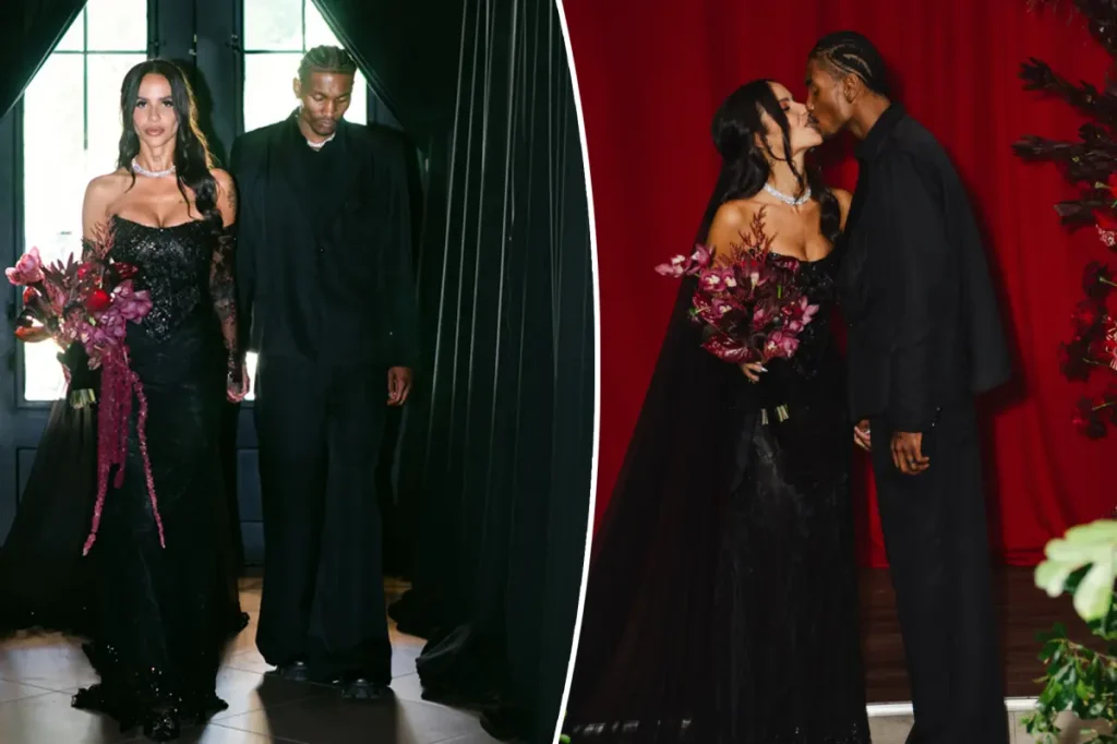 Kevin Porter Jr. ties the knot, while his wife wears a black dress and veil