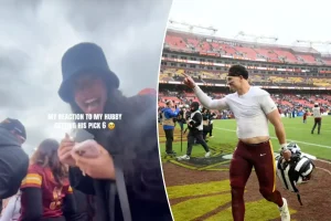 Layla Riggins has a heartwarming response to her husband Kain Medrano's first career pick six.