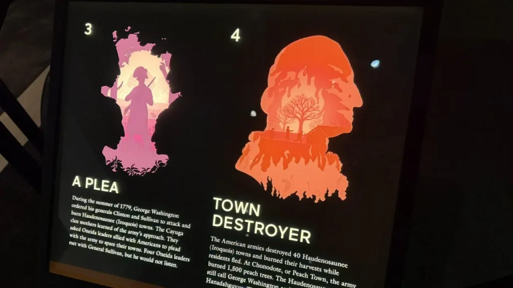 Museum refers to George Washington as a 'town destroyer' in new display.
