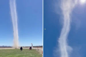 Paragliding teacher records a huge dust devil in California