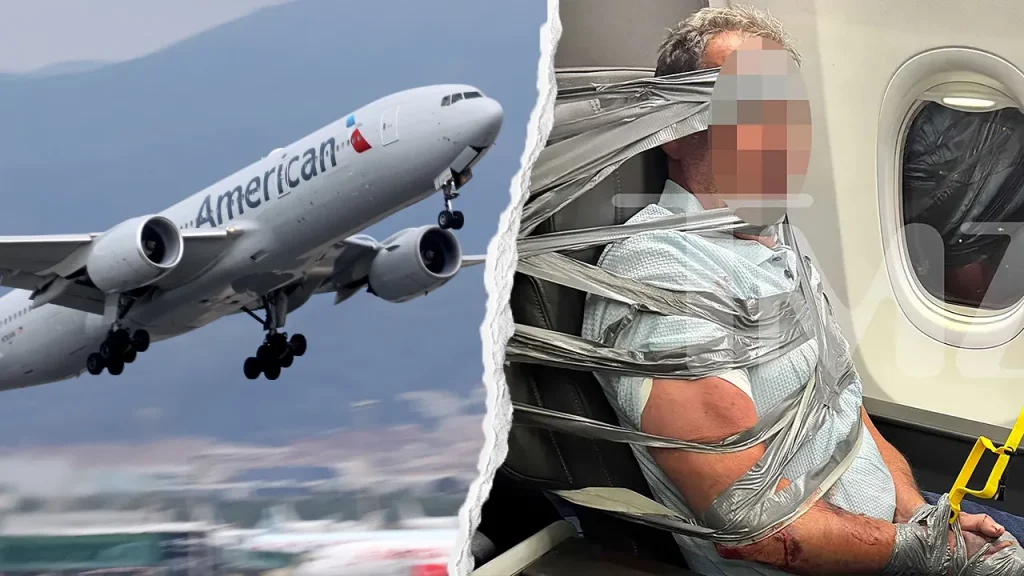 Passenger restrained to seat on American Airlines flight during outburst in the air