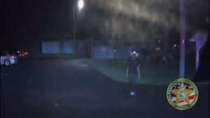 Police bodycam footage reveals a suspect armed with a sword being tased.