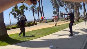 Police bodycam footage reveals man attacking officer with a knife in Santa Monica
