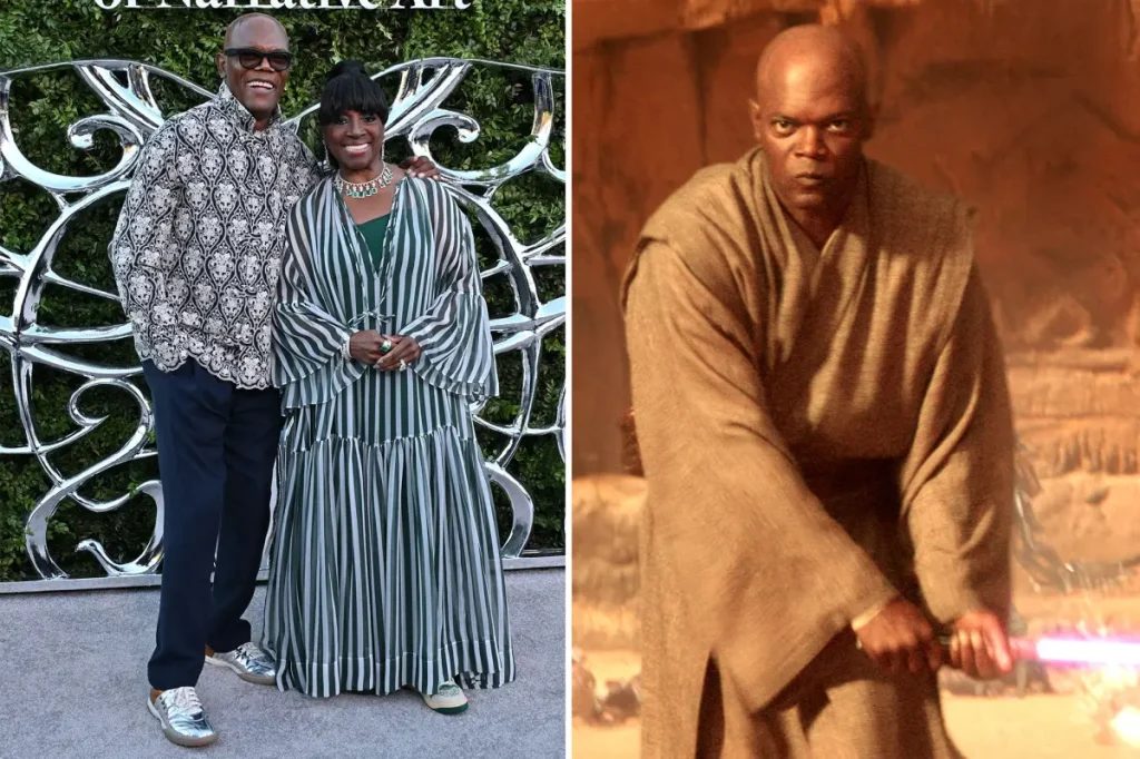 Samuel L. Jackson comments on the life-sized Mace Windu at the Lucas Museum opening