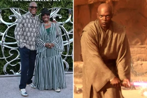 Samuel L. Jackson comments on the life-sized Mace Windu at the Lucas Museum opening