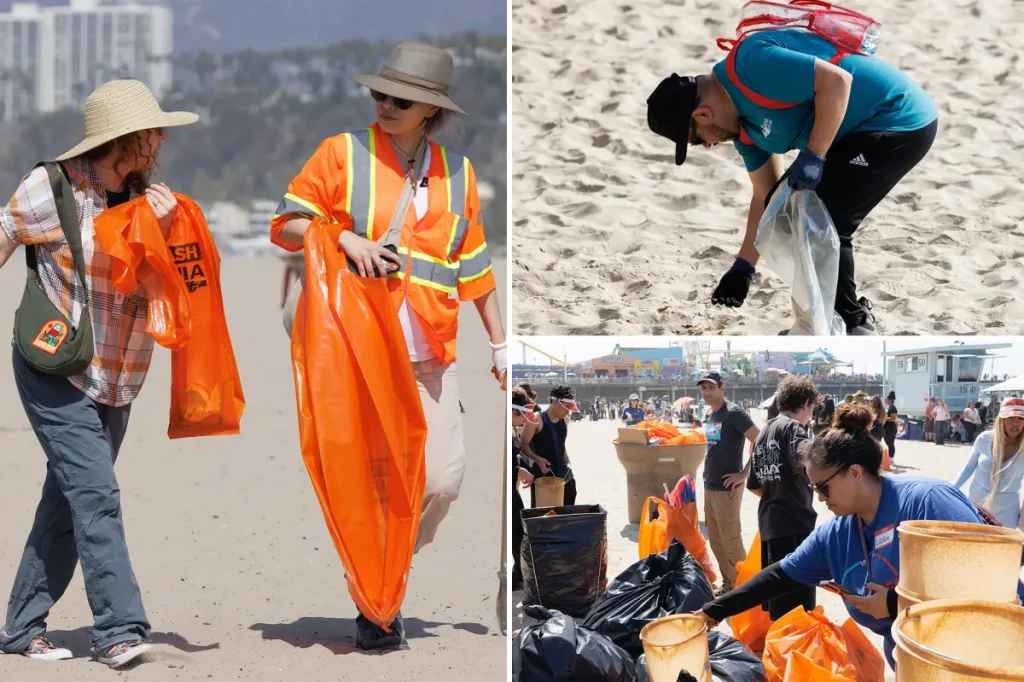 Thousands of volunteers gather on LA beaches for a large coastal cleanup.