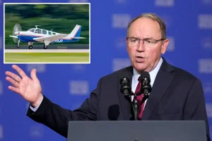 Tom Tiffany, candidate for Wisconsin governor from the GOP, escapes from a downed plane after landing in a lake.