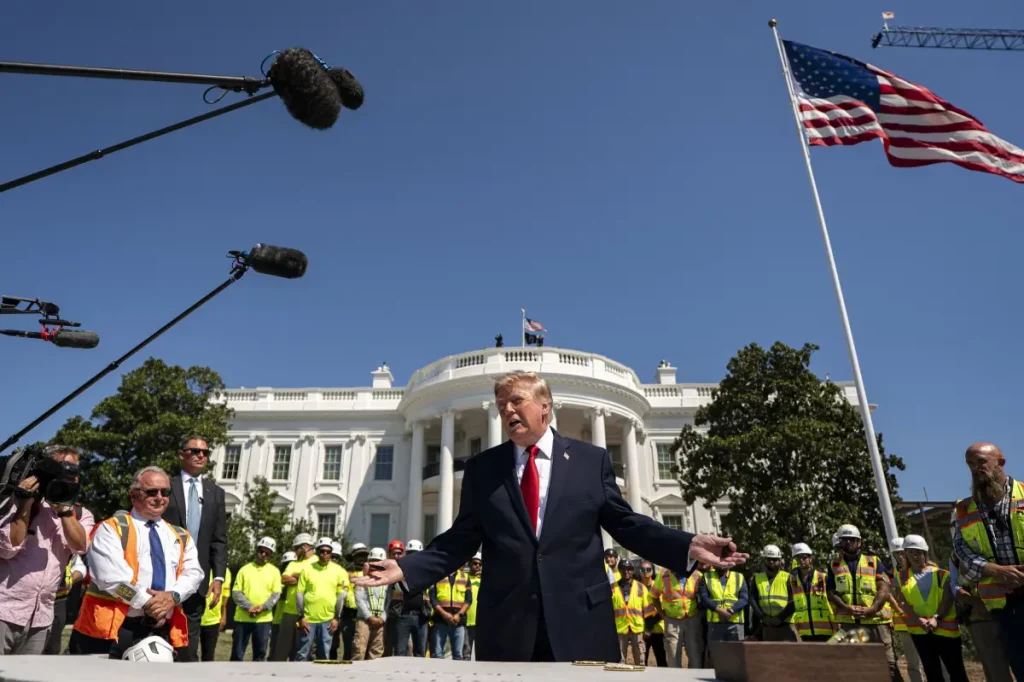 Trump claims his ballroom will be made with 'nuclear concrete' to ensure Democrats can't destroy it.
