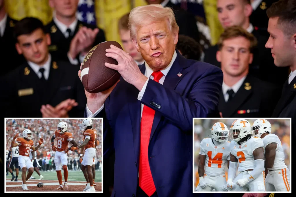 Trump will be at a big college football game, and coaches are concerned about potential disruptions.