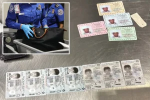 TSA X-ray at LaGuardia Airport uncovers hidden illegal items next to a passenger's Xbox