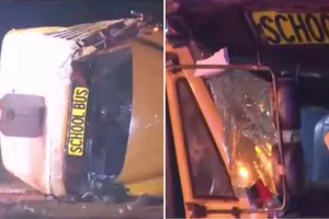 25 individuals taken to the hospital after a bus transporting a high school football team rolls over on the highway