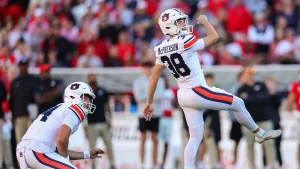 Auburn, without a ranking, surprises number one Georgia with a last-minute field goal, achieving a remarkable feat not witnessed in 36 years.