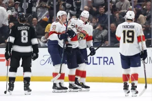 Brad Marchand of the Panthers assisted off the ice due to a concerning injury shortly after his return