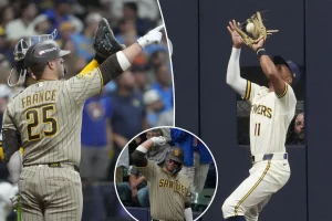 Brewers defeat Padres in NLDS after Ty France's home run strikes the roof