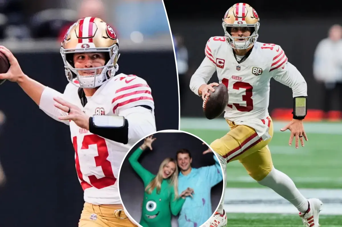 Brock Purdy's wife Jenna displays her baby bump in recent Halloween photos.