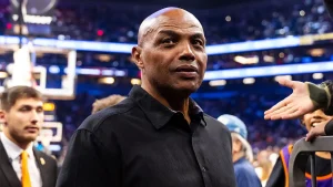 Charles Barkley criticizes LeBron James for showing disrespect to the national anthem with his practice golf swing.