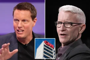 David Ellison comforts a worried Anderson Cooper about CNN's independence during the town hall.