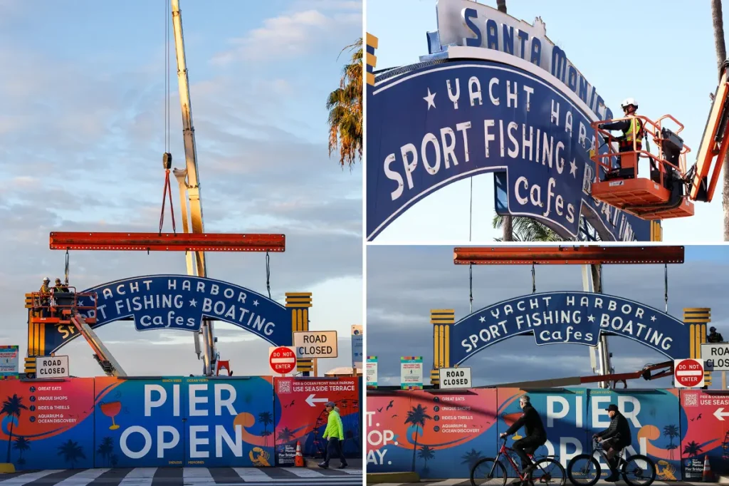 Famous Santa Monica Pier sign removed for maintenance
