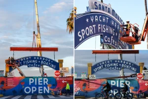 Famous Santa Monica Pier sign removed for maintenance