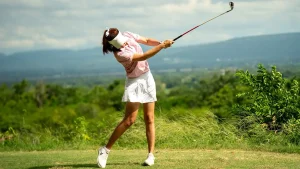 Golfer loses focus due to 'a nice rack' and mis-hits tee shot toward a big bull elk, sensibly takes another ball.