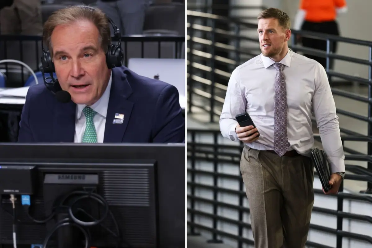 Jim Nantz seems to injure his hand while punching a football on live television