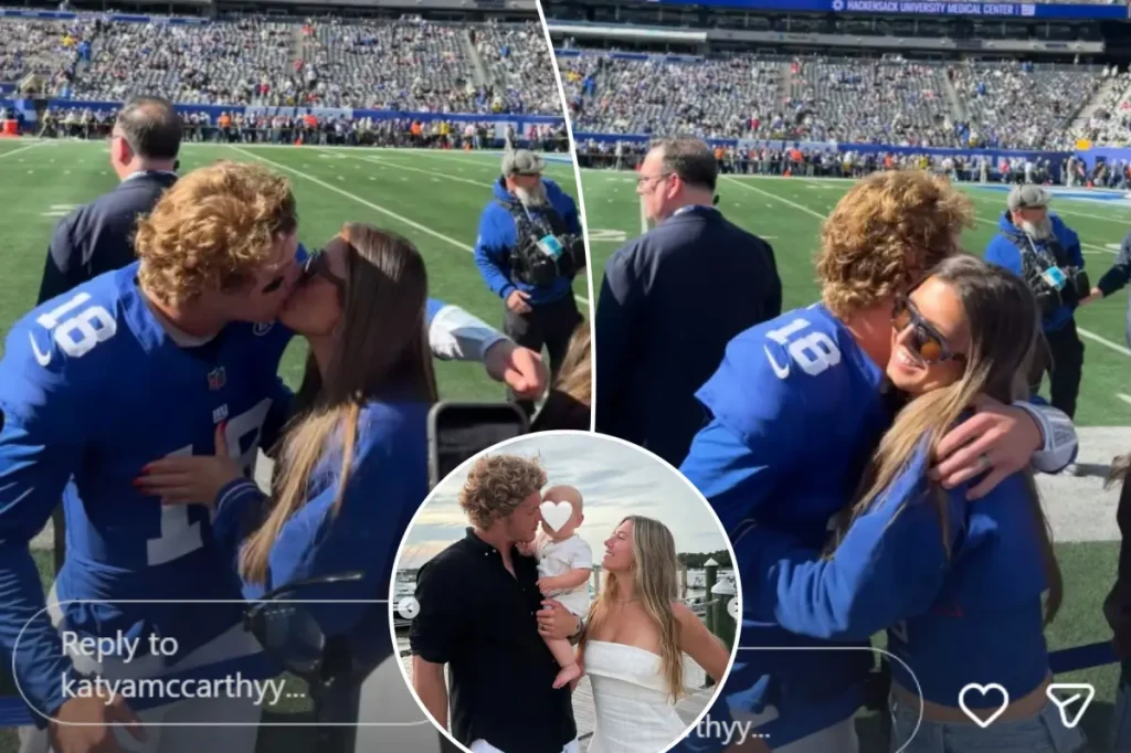 JJ McCarthy and his wife shared a meaningful moment on the sidelines before the Giants' standout performance.