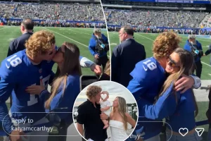 JJ McCarthy and his wife shared a meaningful moment on the sidelines before the Giants' standout performance.
