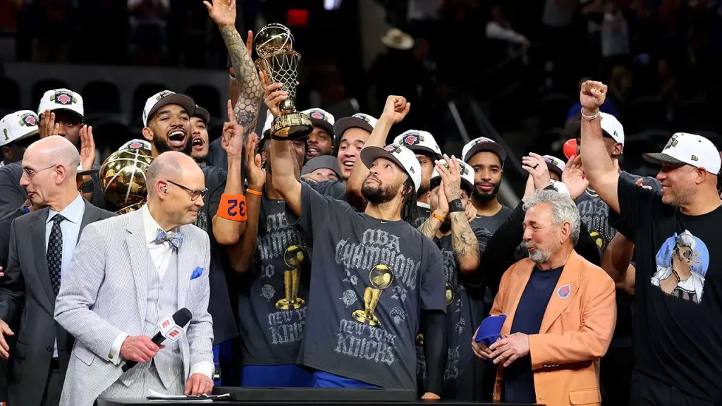 Knicks fans name their baby 'Knickson Fyve' to pay tribute to remarkable NBA championship journey.