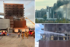 Large fire breaks out following explosion at a local Quaker Oats plant that&rsquo;s considered essential to the community