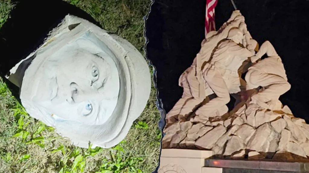 Man charged with beheading Iwo Jima statue in hammer assault