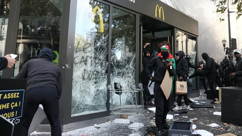 McDonald's vandalized as riots in France cause widespread destruction to businesses