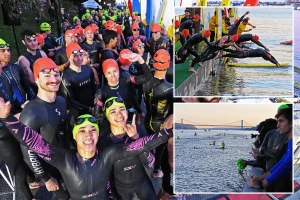 New York City's triathlon returns successfully as endurance enthusiasts take on the Hudson River: Photos