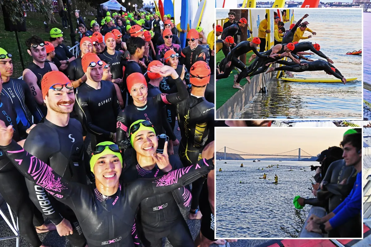 New York City's triathlon returns successfully as endurance enthusiasts take on the Hudson River: Photos