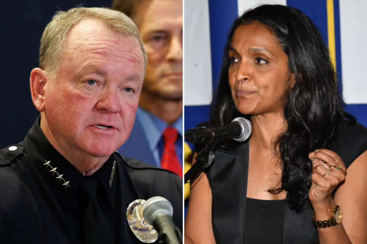 Nithya Raman addresses LAPD Chief Jim McDonnell