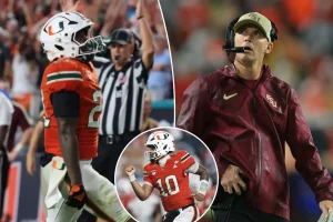 No. 3 Miami escapes upset with exciting double overtime victory against rival Florida State