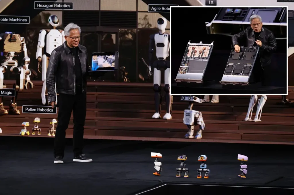 Nvidia's Jensen Huang takes the stage with robot ducks to celebrate Europe's AI opportunities.