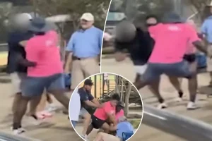 Parents taken into custody following chaotic brawl at a 12-year-old's softball match captured on video