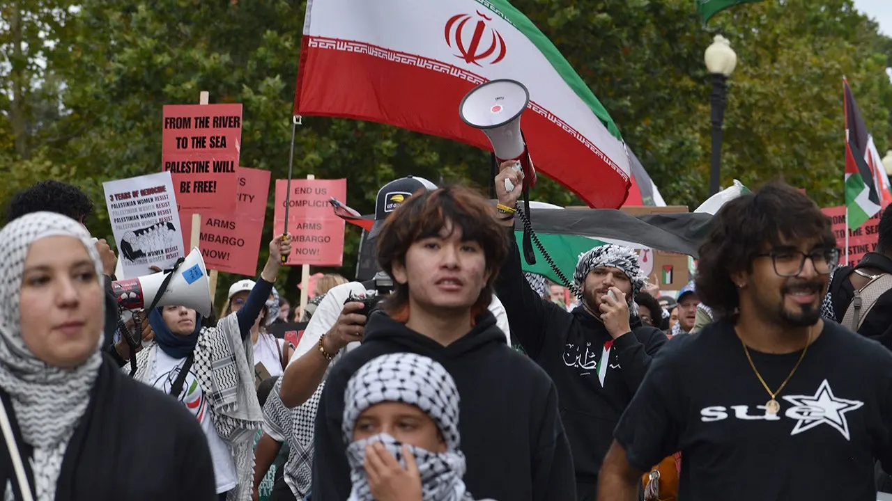 Pro-Palestinian activists oppose the two-state solution during demonstrations