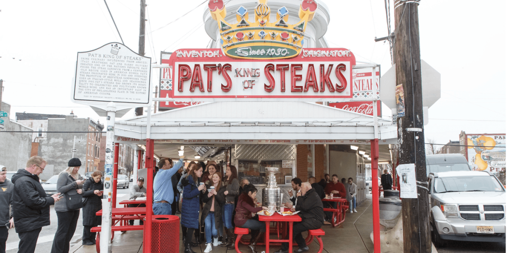Sandwich throw! Hooded individual recorded tossing a cheesesteak at the manager of a well-known Philadelphia eatery. Big mistake.