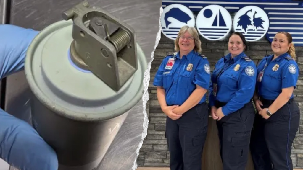 Security discovers a smoke grenade concealed in a passenger's carry-on bag at a New York airport.