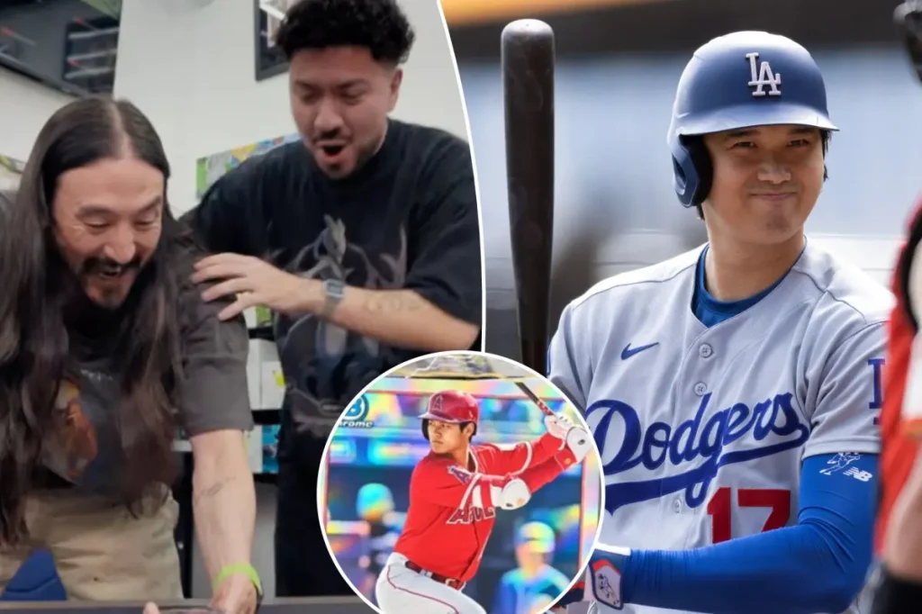 Steve Aoki thrilled to get a rare Shohei Ohtani card