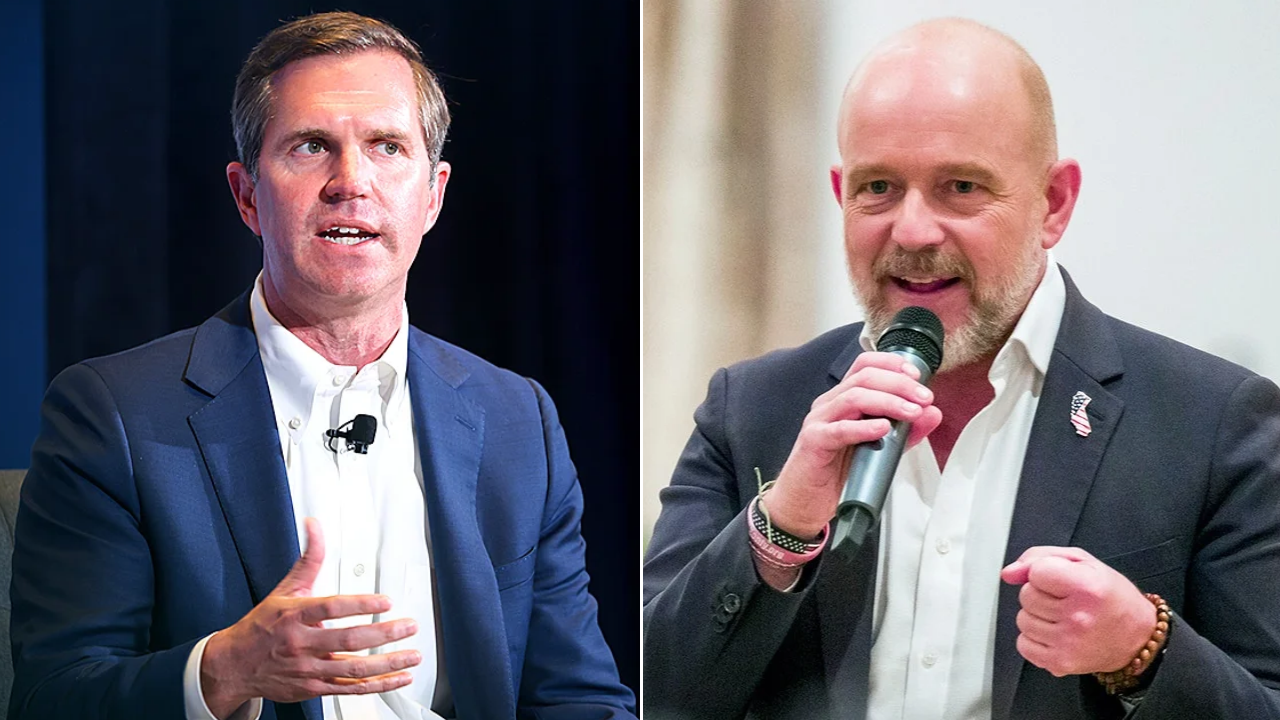 Steve Hilton confronts Andy Beshear about Democratic initiatives, referencing California's railway issues