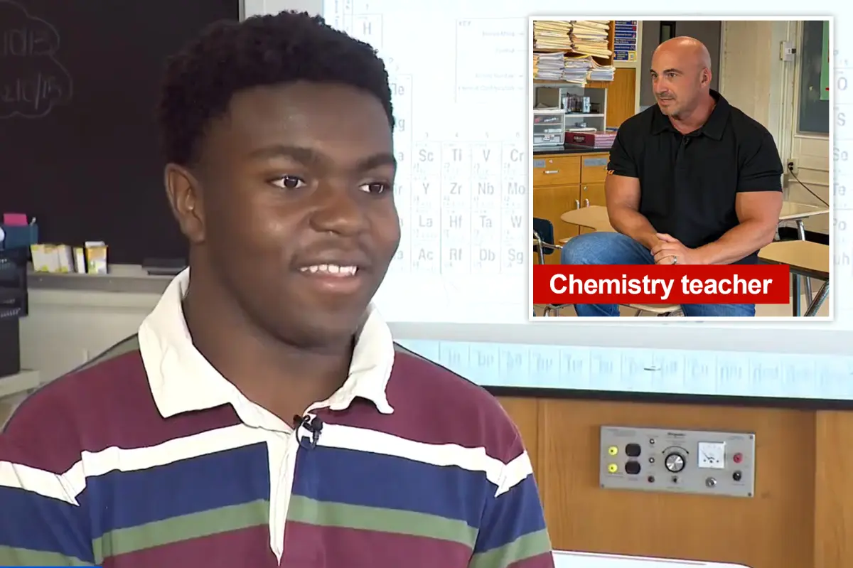 Student JoJo Yawson excels in chemistry Regents exam, meeting teacher's 25-year challenge for $100.