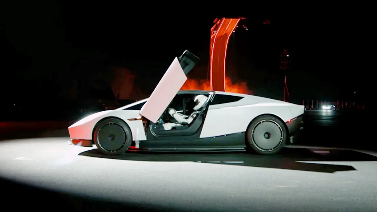Tesla Roadster takes off and spins in a striking launch event powered by SpaceX