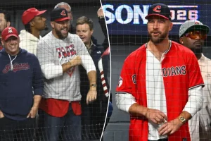 Travis Kelce goes to the Guardians' ALDS win &mdash; without Taylor Swift