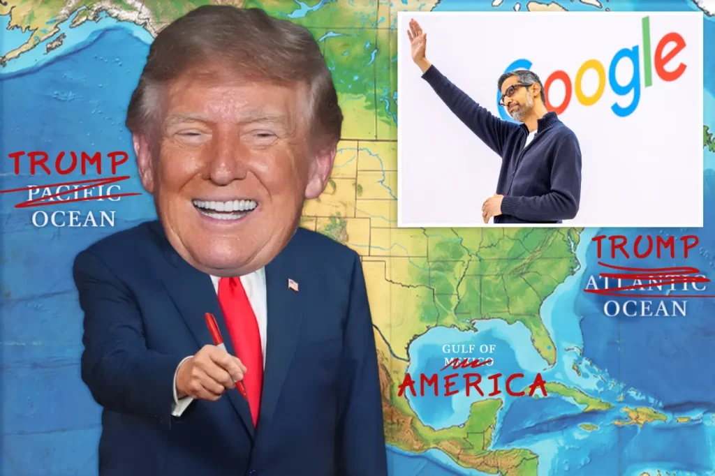 Trump claims that Google CEO Sundar Pichai rejected the suggestion to rename the Atlantic Ocean.