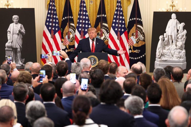 Trump highlights new statue during Columbus Day event at the White House